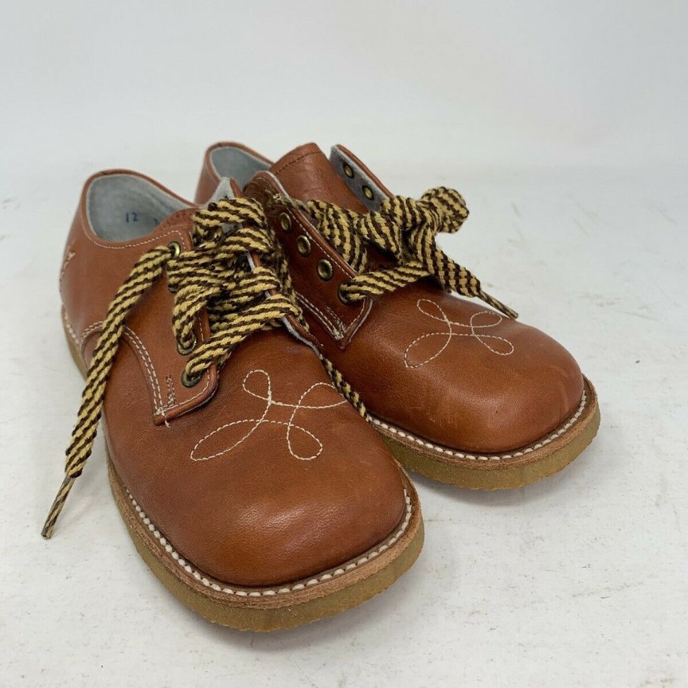 Vintage Leather Oxford Boys Tie Shoes Brown 12 D W